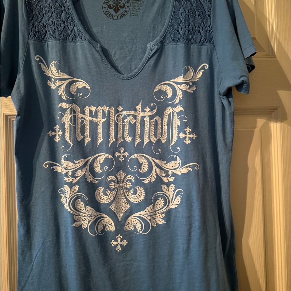Affliction Medium Blue Graphic Tee Short Sleeve